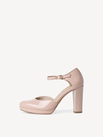 Beige Women's Tamaris Plateau High Tops Heels Buckle Pumps | BVL-106857