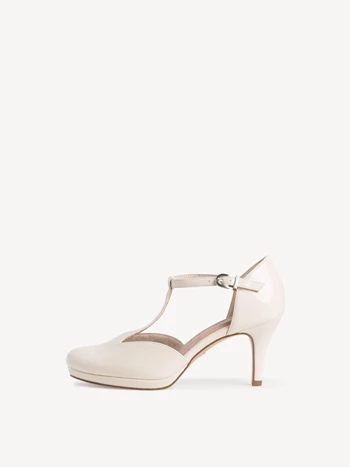 Beige Women's Tamaris Plateau High Tops Heels Buckle Pumps | IPE-143097