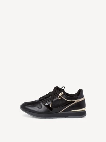 Black / Gold Women's Tamaris Low Tops Sneakers | VZO-107895