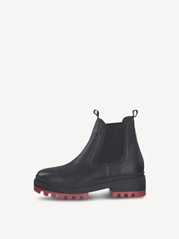 Black / Red Women's Tamaris Chelsea Booties | KEI-145639
