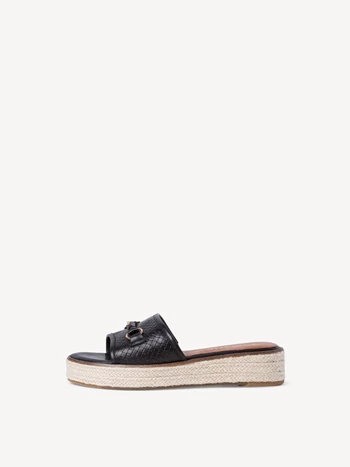 Black Women's Tamaris Heeled Plateau Mules | CJN-954267