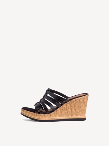 Black Women's Tamaris Heeled Wedge heeled Mules | GIQ-537092