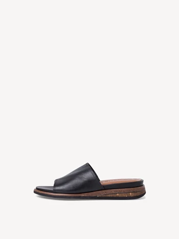 Black Women's Tamaris Heeled Wedge heeled Mules | XUC-893510