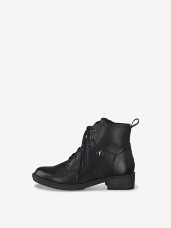 Black Women's Tamaris Lace Up Booties | BOH-205814