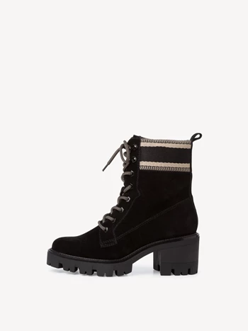Black Women's Tamaris Lace Up Booties | MRZ-291847