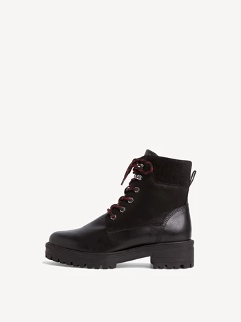 Black Women's Tamaris Low Tops Lace Up Plateau Booties | LJN-073184