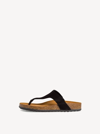 Black Women's Tamaris Toe Post Mules | KMD-583612