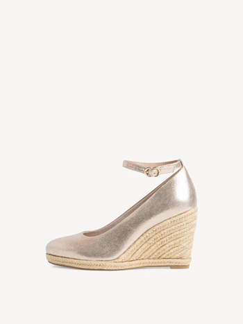 Brown / Grey Women's Tamaris Plateau High Tops Heels Buckle Wedge Pumps | UYT-462397