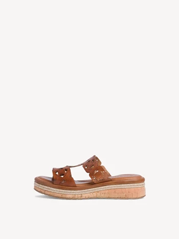 Brown Women's Tamaris Heeled Plateau Mules | NRM-085724