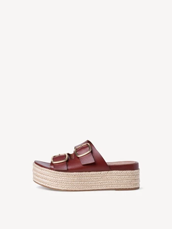 Brown Women's Tamaris Heeled Plateau Mules | UCQ-091543