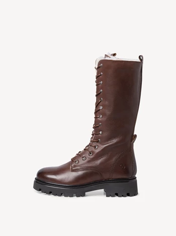 Burgundy Women's Tamaris Lace Up Winter Boots | MAB-738915