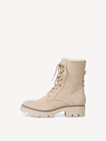 Cream Women's Tamaris Heeled Low Tops Lace Up Winter Boots | TFI-126907