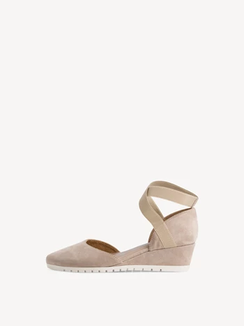 Grey Brown Women's Tamaris Buckle Wedge Pumps | JAF-201943