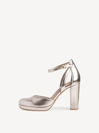 Light Gold Women's Tamaris Plateau High Tops Heels Buckle Pumps | QVU-184950