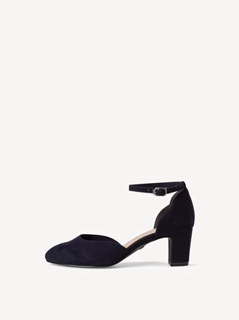 Navy Women's Tamaris Buckle Pumps | KQM-726418