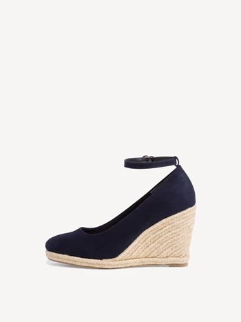 Navy Women's Tamaris Plateau High Tops Heels Buckle Wedge Pumps | PTZ-289147