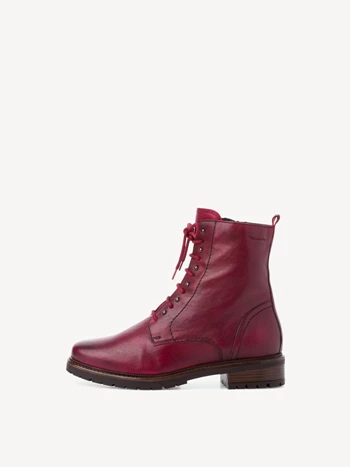 Red Women's Tamaris Heeled Low Tops Lace Up Winter Boots | DAC-367854