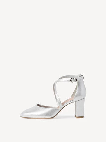 Silver Women's Tamaris High Tops Heels Buckle Pumps | WMJ-760238