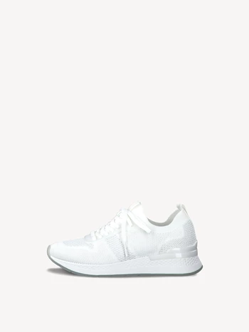 White / Silver Women's Tamaris Low Tops Sneakers | LVR-924503