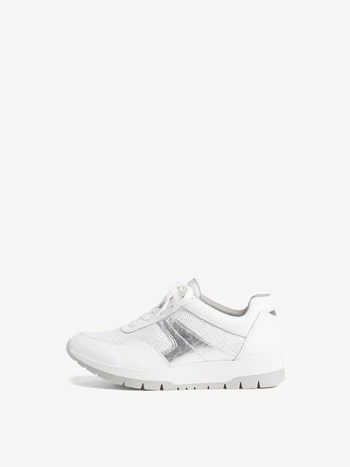 White / Silver Women's Tamaris Low Tops Sneakers | ZDL-048675