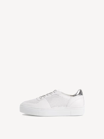 White / Silver Women's Tamaris Low Tops Sneakers | ZUE-024681