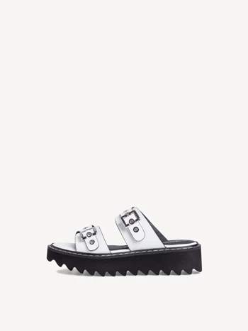 White Women's Tamaris Heeled Plateau Mules | ERK-021439
