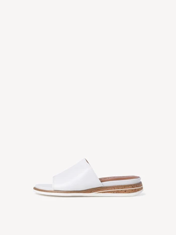 White Women's Tamaris Heeled Wedge heeled Mules | BUN-875496